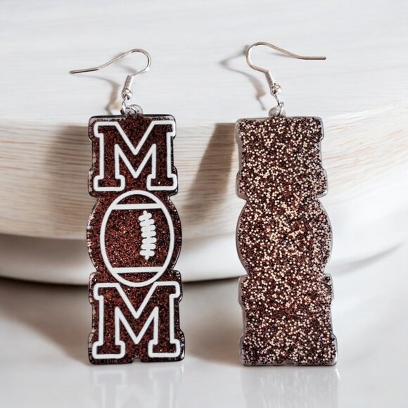 FOOTBALL MOM DANGLE EARRING - Picture 2 of 4